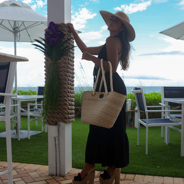 Nautical Rope Palm Leaf Bag