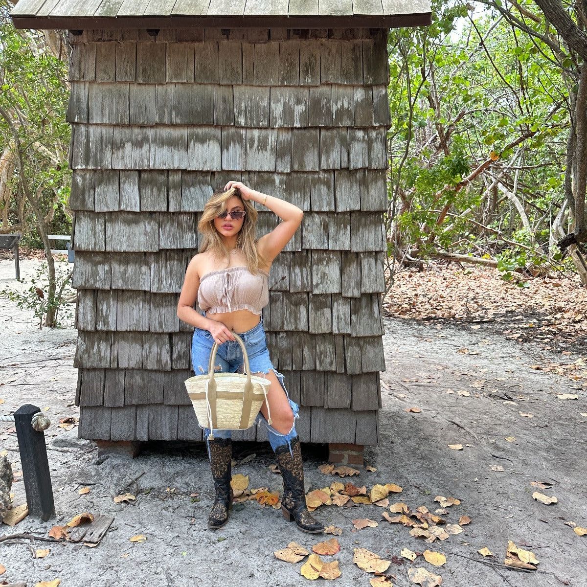 By del Rio Copacabana Straw bag in khaki