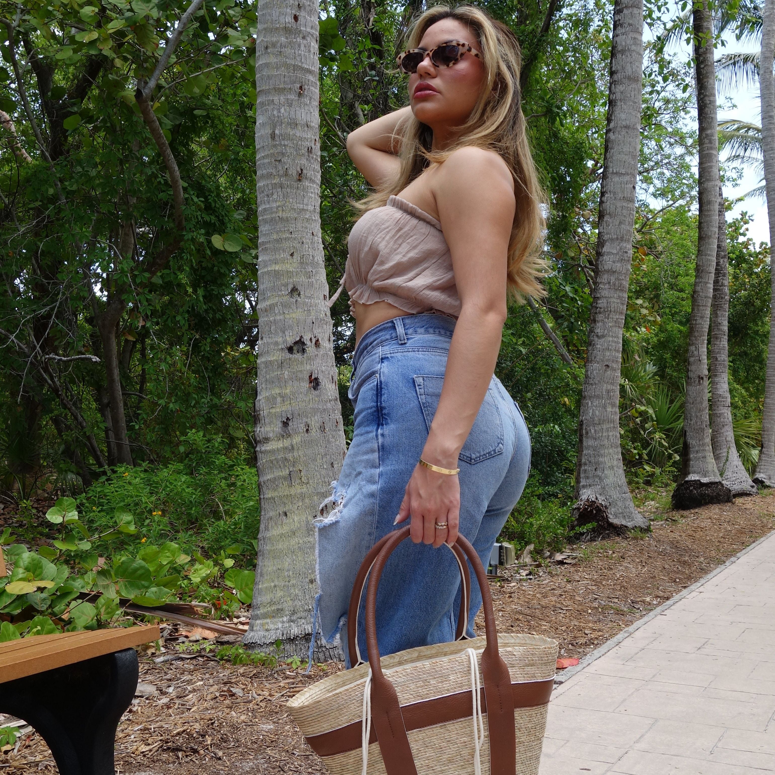 Copacabana straw and leather Tote handbag