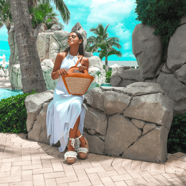 By del Rio Straw and Vegan Leather Tote Handbag